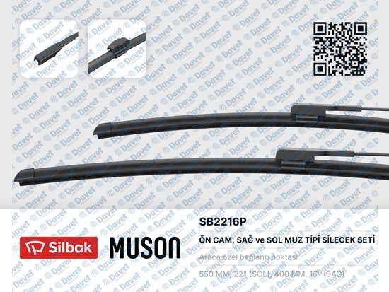 SILBAK SB2216P Silecek Supurgesi 550/400mm Muz Tipi Dokker 05-15-Lodgy-Stepway 05-15